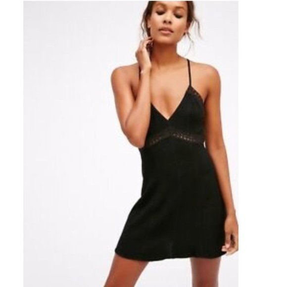 NWT Free People Sweet Talker Black Slip Dress S - Picture 2 of 11
